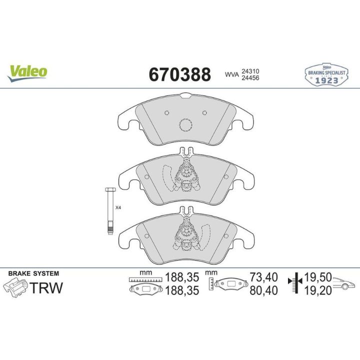 Ön Kulaklı Fren Balatası Mercedes W204 W207 W212 W218 Serisi İçin - VALEO 670388