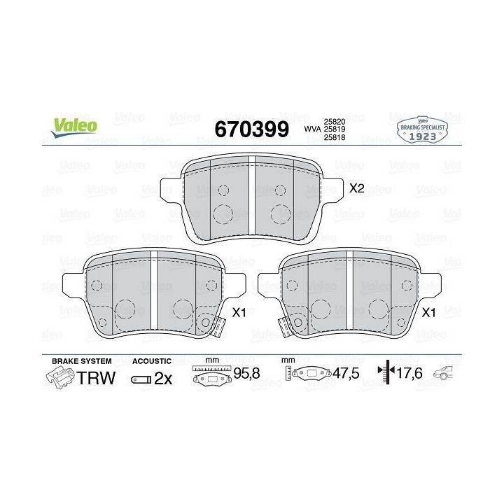 Arka Disk Fren Balatası Fiat 500L Egea İçin (2012-) - VALEO 670399