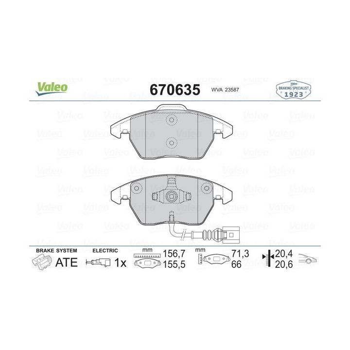 Ön Disk Fren Balatası VW Beetle Caddy III Golf Jetta Passat Polo V Scirocco İçin (2004-) - VALEO 670635