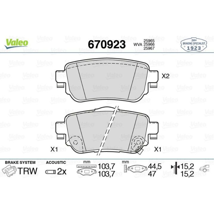 Arka Disk Fren Balatası Nissan Leaf Qashqai X-Trail Renault Kadjar Koleos İçin (2014-) - VALEO 670923
