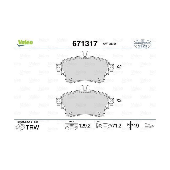 Disk Fren Balatası Ön Mercedes A160 A180 B160 B180 CLA180 İçin (2011-) - VALEO 671317