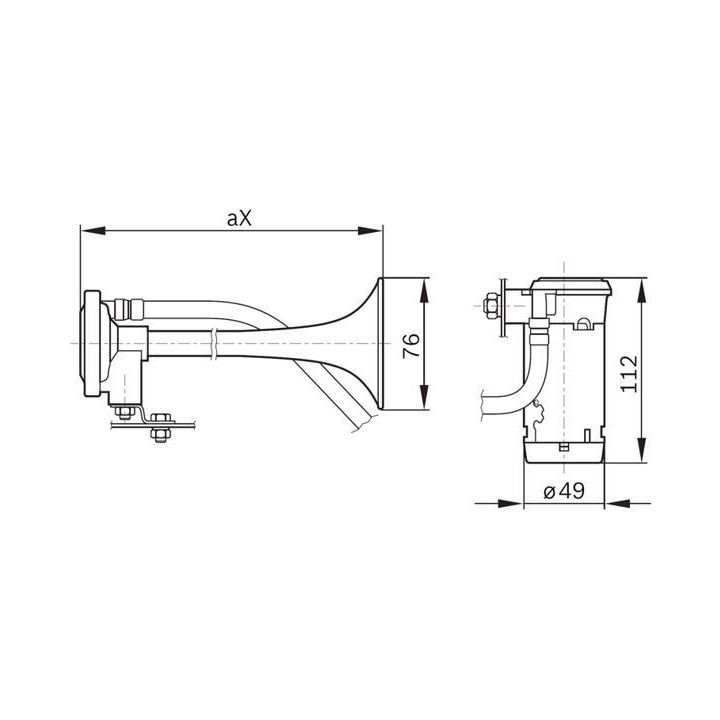 Havalı Korna İki Tonlu 24V 240W 217mm - BOSCH 0328006002