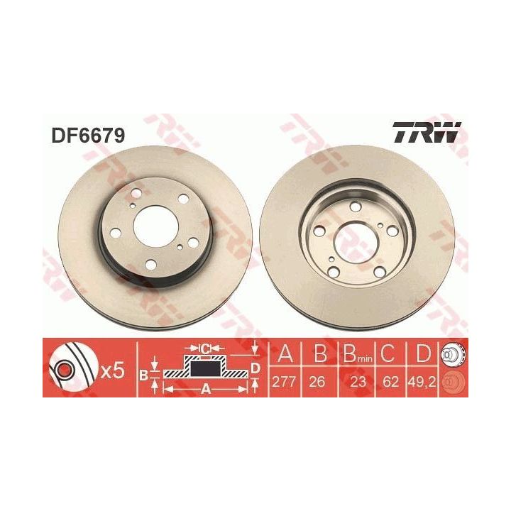 TRW Fren Disk Ön I Toyota: Auris (_e18_), Auris Estate (_e18_), Auris Van Box (_e18_), Corolla Saloon (_e15_), Corolla vb. 2019