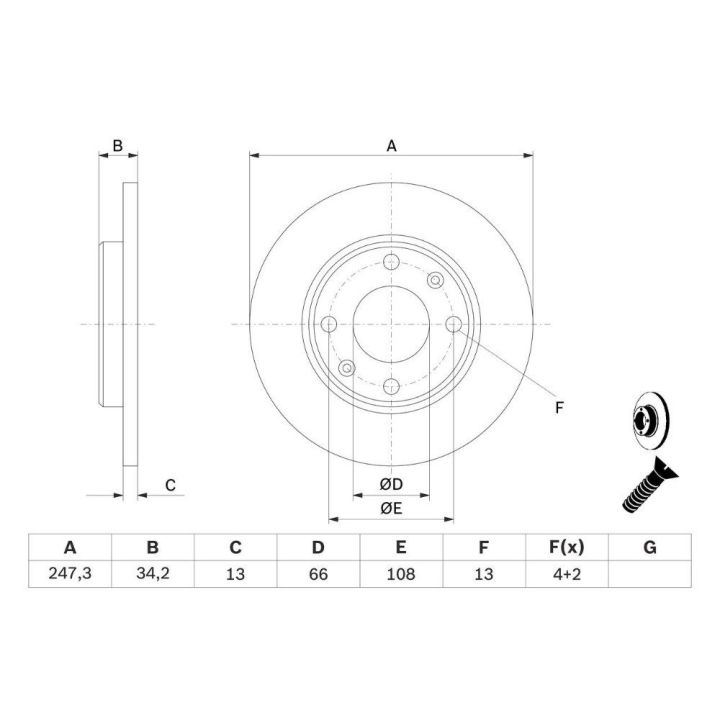 Fren Diski 247MM Citroen Xsara Peugeot 206 306 İçin - BOSCH 0986479B55