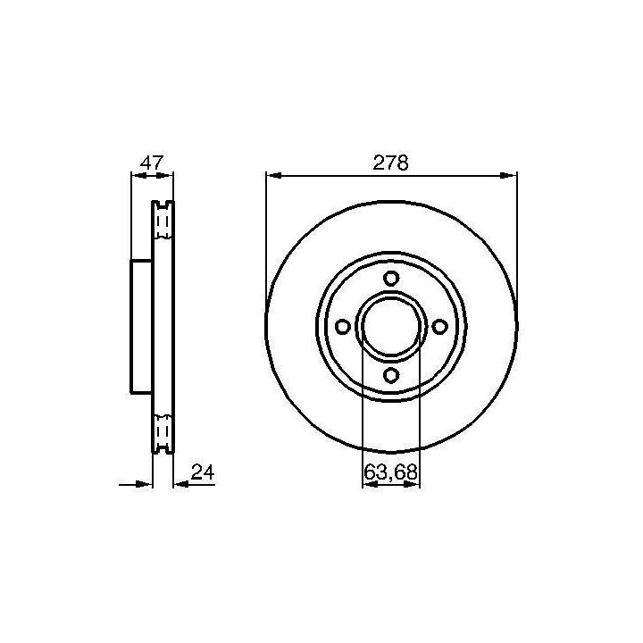 Ön Havalı Fren Diski 278mm Ford Mondeo İçin (1996-) - Bosch 0986478427
