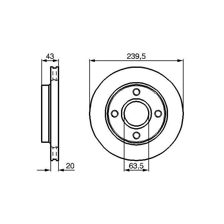 Ön Havalı Fren Diski 239.50mm Ford Escort Fiesta Ka İçin - Bosch 0986478502