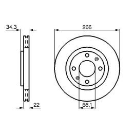 Ön Havalı Fren Diski 266mm Opel Corsa Peugeot Citroen Çeşitli Modeller İçin (2002-) - Bosch 0986478618