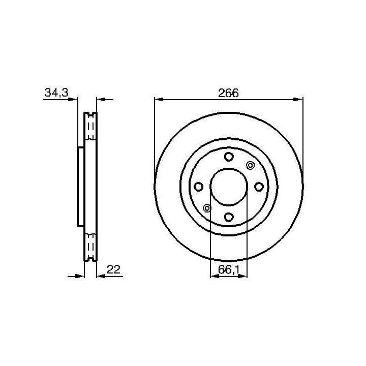 Ön Havalı Fren Diski 266mm Opel Corsa Peugeot Citroen Çeşitli Modeller İçin (2002-) - Bosch 0986478618