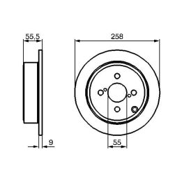 Fren Diski Arka 258MM Toyota Corolla E12 İçin (2002-) - BOSCH 0986479086