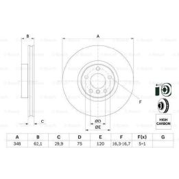Ön Havalı Fren Diski BMW X5 X6 İçin 348mm Kaplamalı (2007-2013) - BOSCH 0986479436