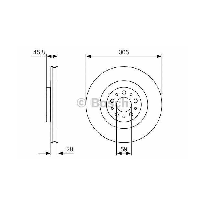 Ön Hava Kanallı Fren Diski 305mm Doblo 1.3 1.6 MTJ Combo Kutu 1.3 1.4 1.6 2.0 CDTI İçin (2010-) - Bosch 0986479736