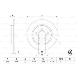 Arka Fren Diski Aynası 271MM Ford Focus III Sedan Turnier 1.5 1.6 2.0 (2010-) - BOSCH 0986479763