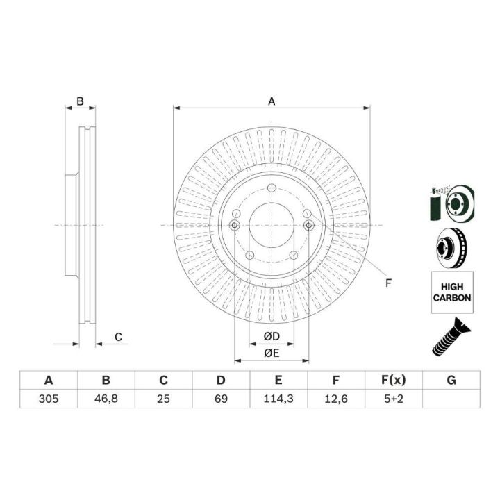 Fren Diski Hyundai I30 1.0 GDI 1.4 1.4 GDI Modeller İçin - BOSCH 0986479E42