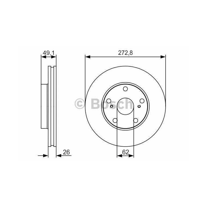 Ön Havalı Fren Diski Toyota Corolla Auris D4D Dizel İçin (2007-2012) - Bosch 0986479S16