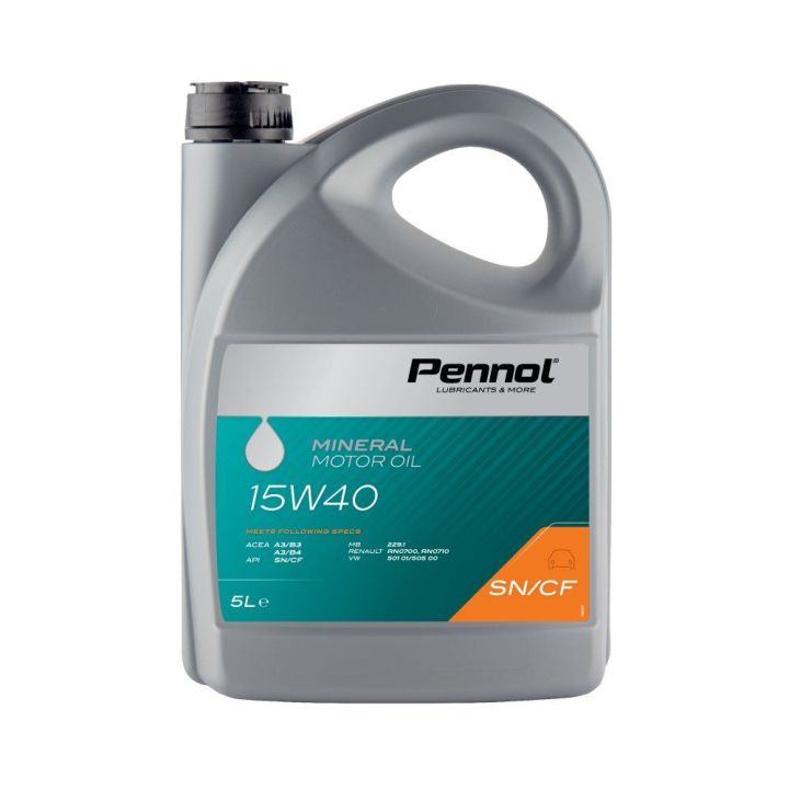 Pennol 15W40 SN/CF Mineral Motor Yağı 5L - Renault RN0710, Mercedes MB 229.1, VW 505.00 Uyumlu Benzinli Dizel Araçlar- PN1042391