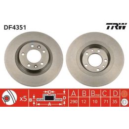 TRW Fren Disk Arka I Citroen: C5 III (rd), C5 III Break (rw) - Peugeot: 407 (6d), 407 Sw (6e), 508 I (8d), 508 Sw I (8e) (07-16)