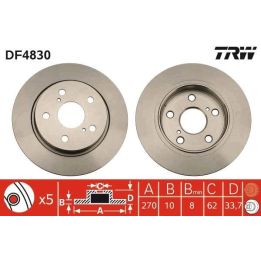 TRW Fren Disk Arka I Toyota: Auris (e15), Auris (e18), Auris Estate (e18), Auris Van Box (e18), Corolla Saloon (e15) 2005-2013