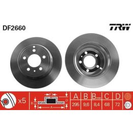 TRW Fren Disk Arka I Volvo: 850 (854), 850 Estate (855), C70 I Convertible (873), C70 I Coupe (872), S70 (874), V70 I (875, 876)