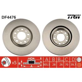 TRW Fren Disk Ön I Alfa Romeo 159 (939), 159 Sportwagon (939), Brera (939), Giulietta (940), Spider (939)-Fiat: 500X (334) 10-12