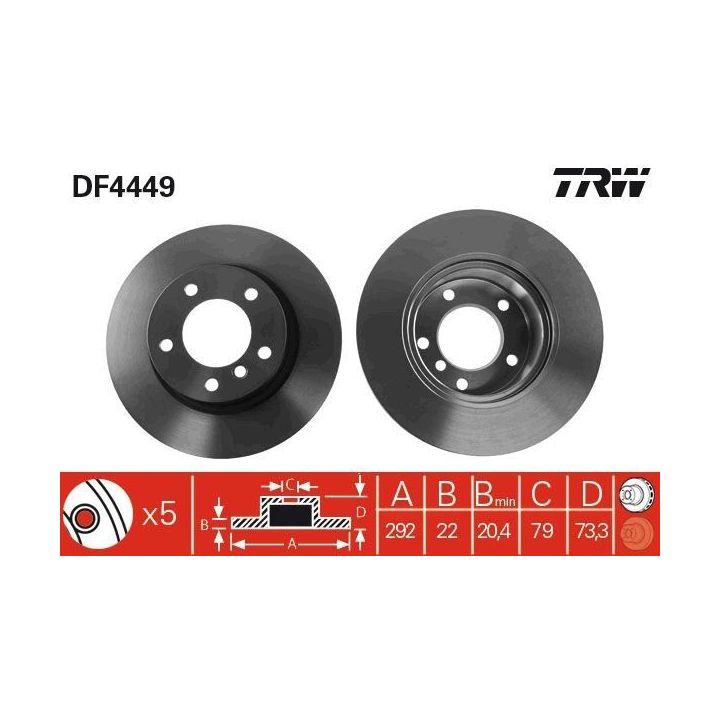 Fren Disk Ön BMW 1 (E81), 1 (E87), 1 Convertible (E88), 1 Coupe (E82), 3 (E90) - 3 Serisi (E90) 2011-2011 TRW DF4449