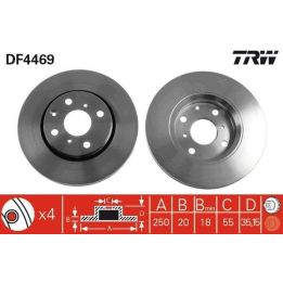 TRW Fren Disk Ön I Byd F0 - Citroen: C1 (pm, Pn), C1 II (pa, Ps) - Geely Gc2 - Gleagle: Panda - Peugeot: 107 (pm, pn)  2009-2015