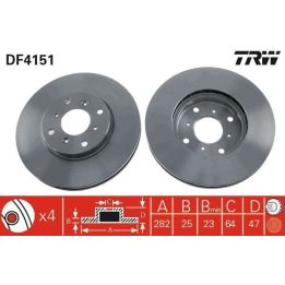 TRW DF4151 Fren Disk Ön I Honda: Accord VI (ck, Cg, Ch, Cf8), Accord VI Aerodeck (cf), Accord VI Hatchback (ch, Cl) 2003-2005