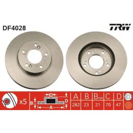 Fren Disk Ön Honda CR-V (RD), HR-V(GH), Integra Coupe (DC2, DC4), Legend 3 KA, Odyssey RL1, RA6, RA, Prelud 2001-2004 TRW DF4028