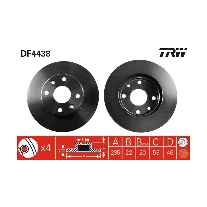 TRW Fren Disk Ön I Kia: Rio Estate (dc), Rio Saloon (dc) 2005-2014