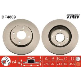 Fren Disk Ön Mitsubishi Galant 6 (EA), Galant 6 Estate (EA), Lancer 7 (cs_a, Cta), Lancer 7 Kombi (cs_w,ct_w) 2008-14 TRW DF4809