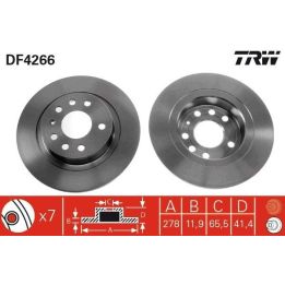 TRW Takım - Fren Diski Arka 278mm 5 Bijon Vectra C (2002 - +) - DF4266