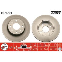 TRW Takım - Fren Diski Ön 4d-240mm Uno 70 (1985 - +)
