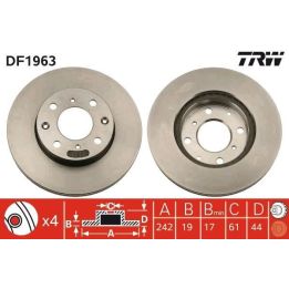 TRW Takım - Fren Diski Ön Havalı 242mm Civic II-III 87-91