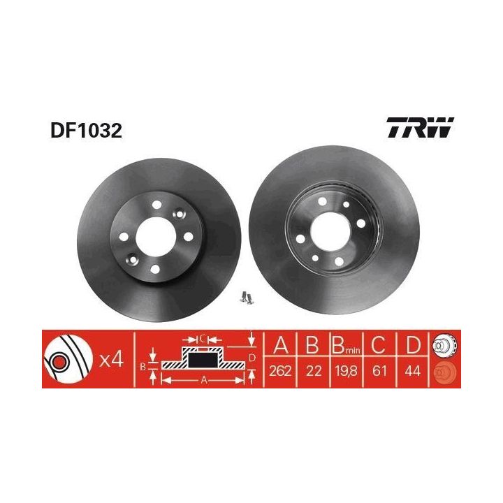 TRW Takım - Fren Diski Ön Havalı 262 Mm Megane I 2.0 Laguna 1.8 2.0
