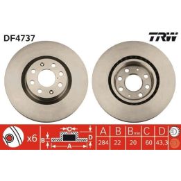 TRW Takım - Fren Diski Ön Havalı 280mm Punto (09 - +) Grande Punto (05 - +) Punto Evo (08-12) Corsa D (06 - +) Corsa E 14-+