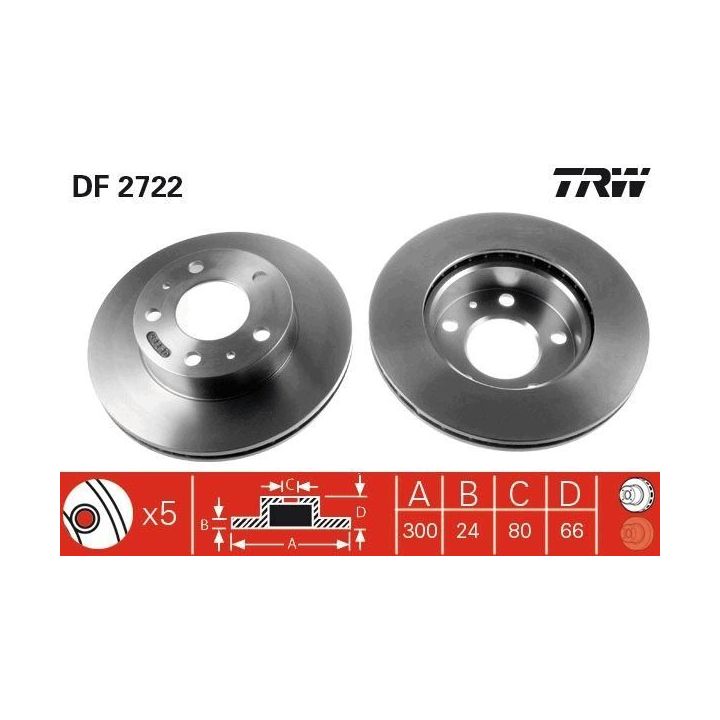 TRW Takım - Fren Diski Ön Havalı 300mm Ducato Boxer Jumper Tüm Modeller 16 Jant Karsan Jest (Kalınlık 24mm)