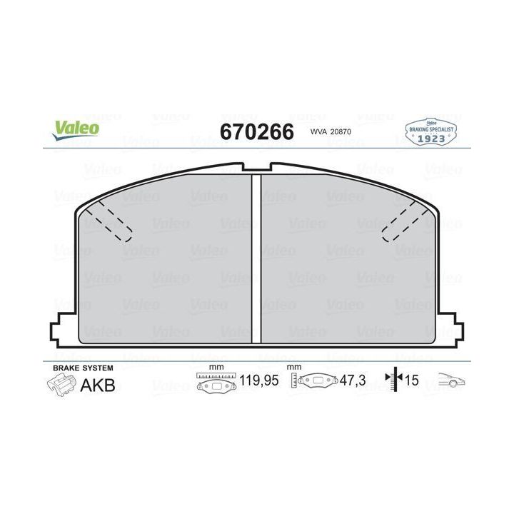 Ön Disk Balatası Toyota Corolla (1.3-1.6 Karbüratörlü) Corona İçin (1988-1997) - VALEO 670266