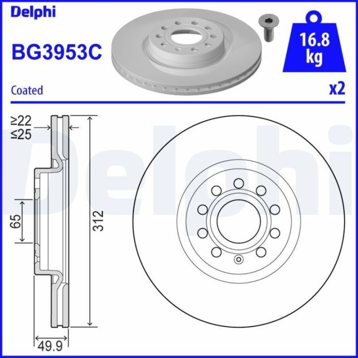 Ön Fren Aynası Takımı Audi A3 TT Seat Leon Skoda Octavia VW Golf Jetta Passat İçin (2003-) - DELPHİ BG3953C