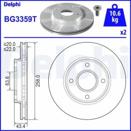 Ön Fren Diski 258mm Ford Focus Fiesta IV-V Mazda 2 İçin (1998-) - DELPHI BG3359T
