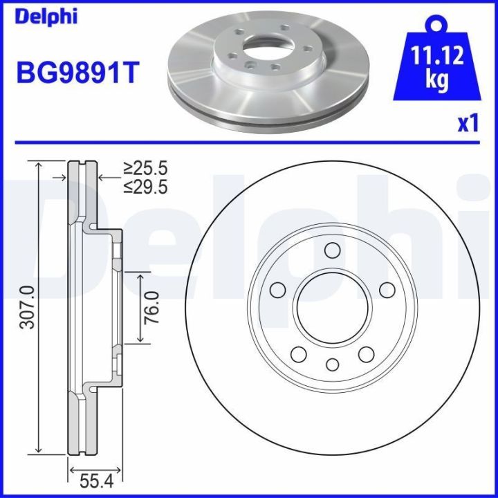Ön Delikli Fren Diski Tekli Paket VW Caravelle Multivan Touareg Transporter İçin (2002-) - DELPHI BG9891T