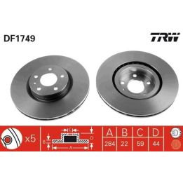 Alfa Romeo 147 156 164 Ön Havalı Fren Diski (1987-2010) - TRW DF1749